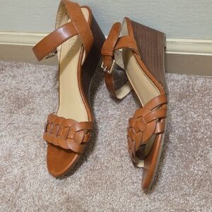 MICHAEL Michael Kors Tan Braided Leather Ankle-Strap Sandals